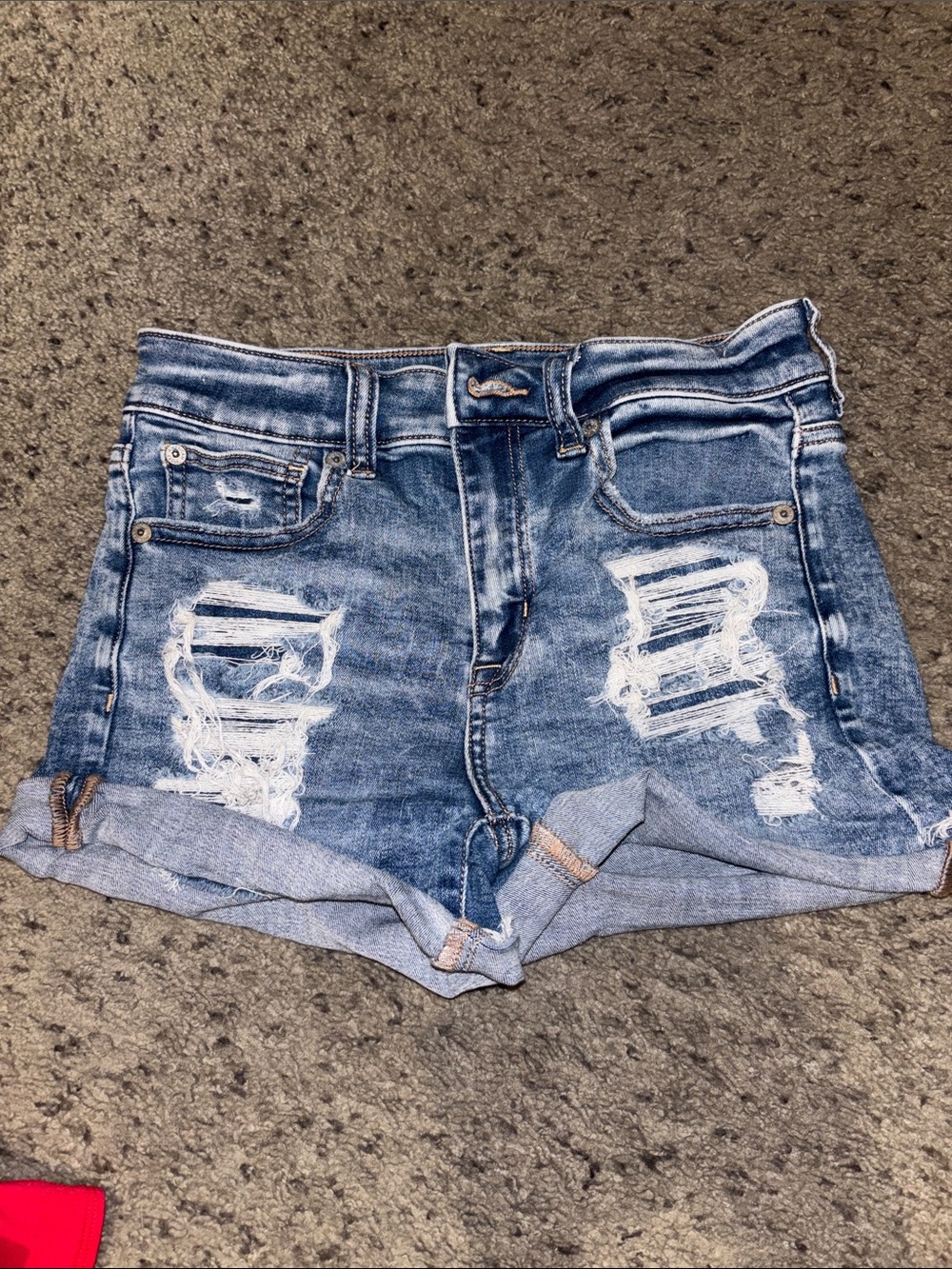 American Eagle Women’s Distressed Denim Roll-Cuff Shorts - Blue